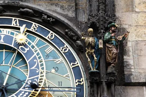 Astronomical Clock - Reaper and troubadour