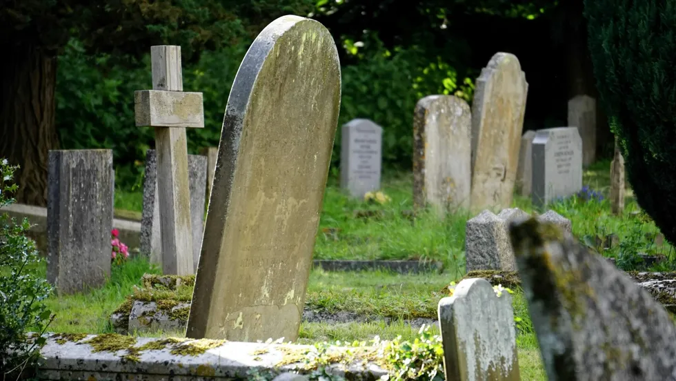 Gravestones in haunted cemetery of Psychiatric Hospital Bohnice, Prague gravestones, haunted cemetery