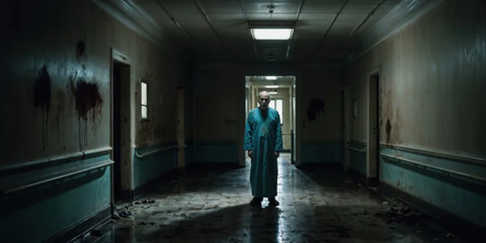 Dark hallways of Psychiatric Hospital patient of psychiatric hostital in dark hallway