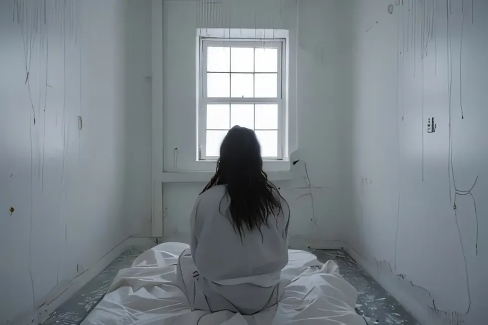 Bleak cell of psychiatric hospital patient of psychiatric hospital